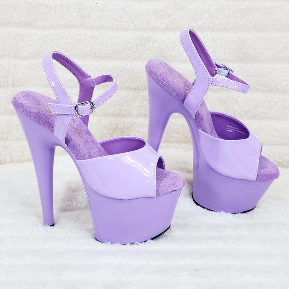 709 Lavender Lilac Patent Ankle Strap Platform High Heel Sandals - Picture 2 of 8